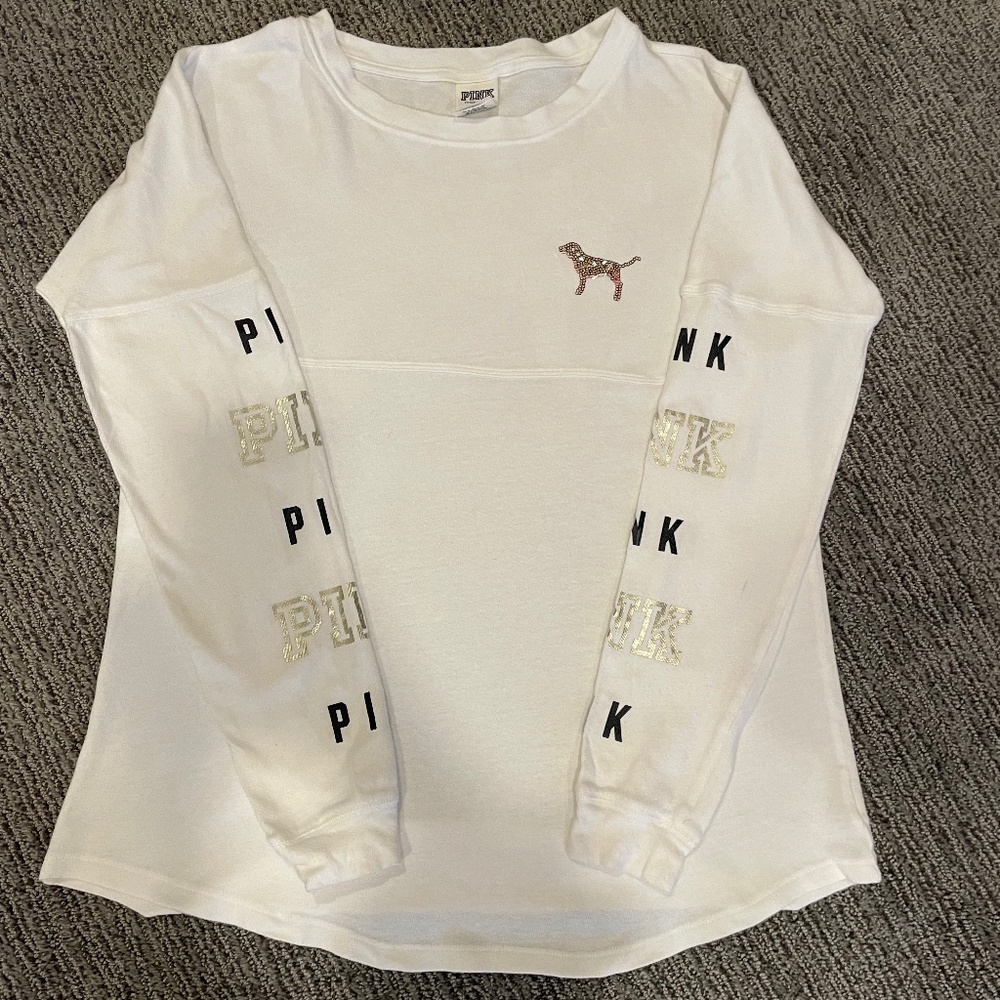 Women's PINK Victoria's Secret Gold Sequined Long Sleeve